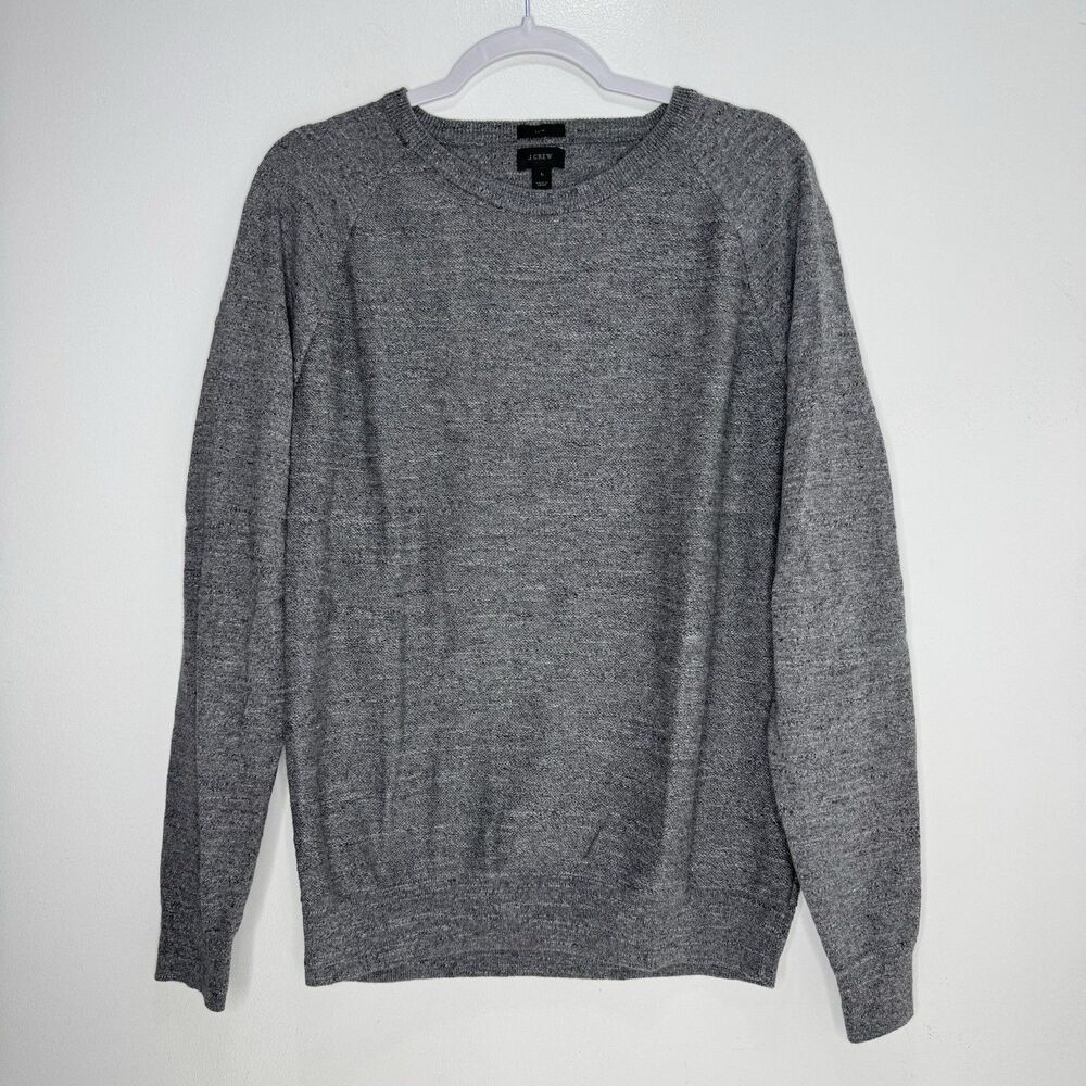 J.Crew Slim 100% Cotton Crewneck Sweater Gray Size L Long Sleeve Casual